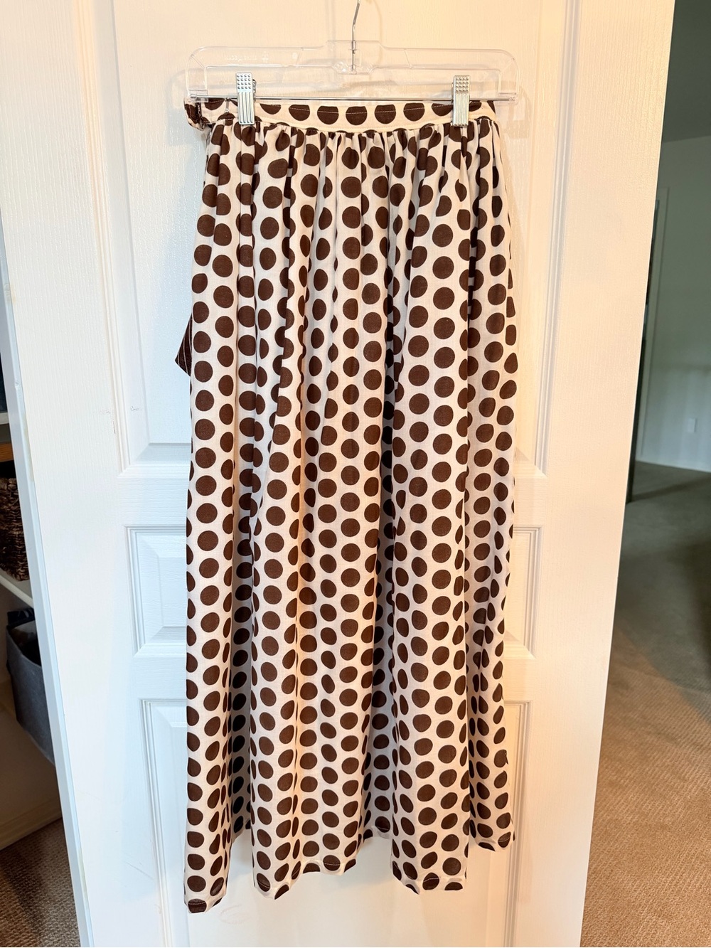 Vintage Two Way Brown Polka Dot Maxi Dress with Stripe Top or Belt - Picture 2 of 11